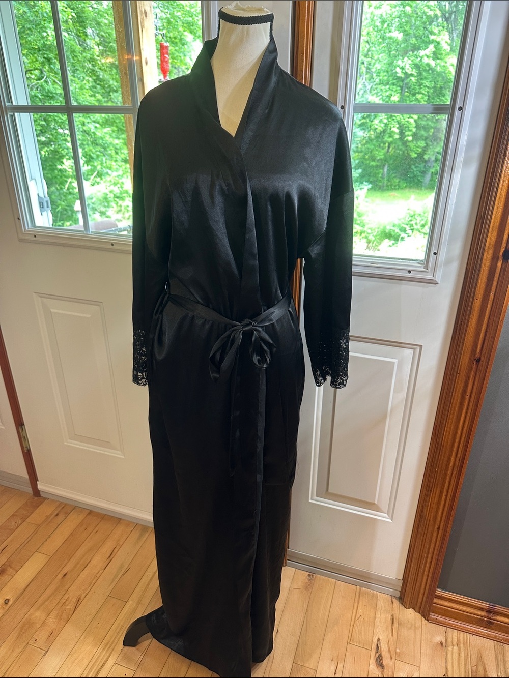 Vintage Victoria's Secret Black Robe with Gold Logo Tag